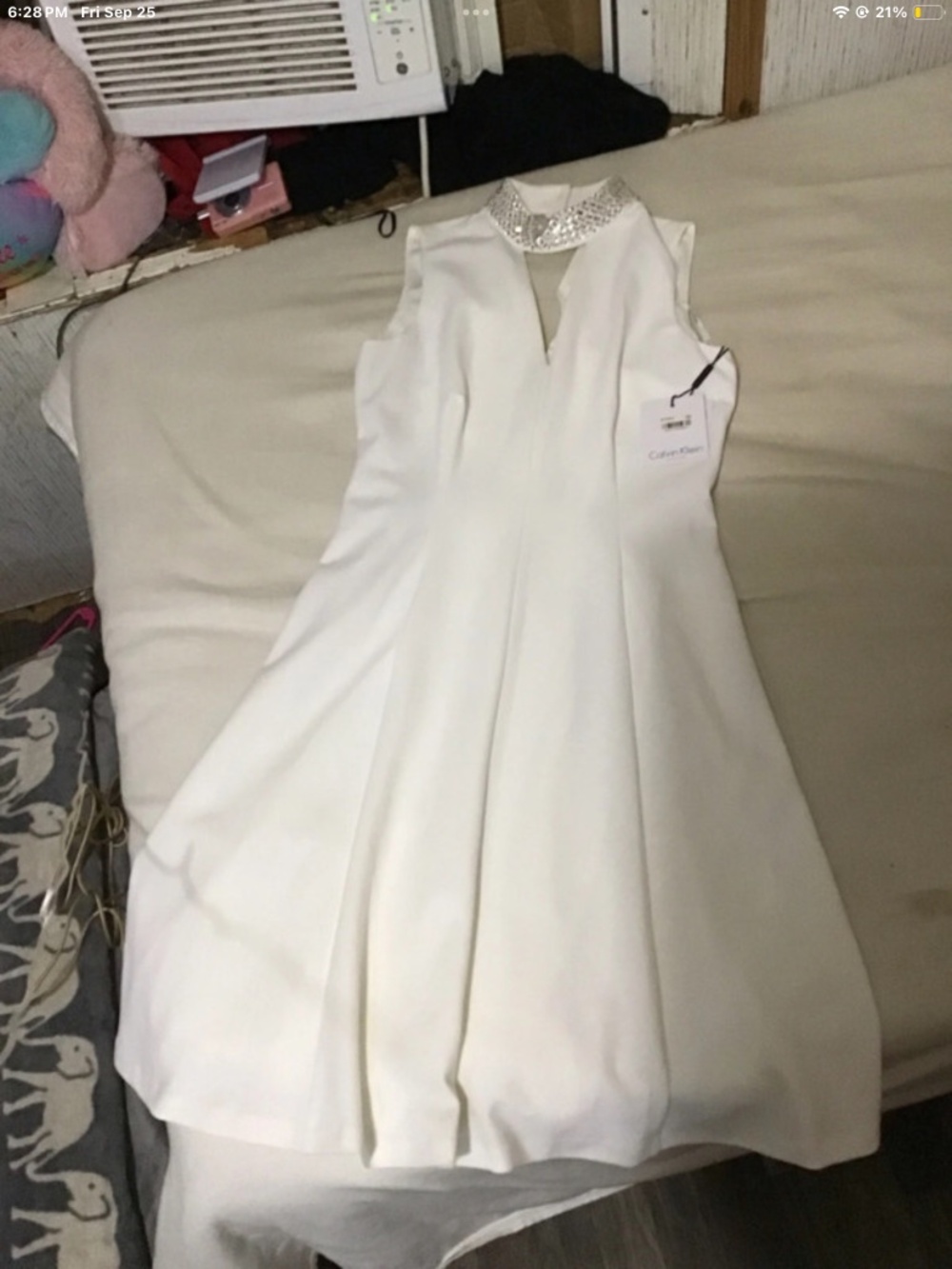 Calvin Klein White Rhinestone Collar Polo Dress NWT🤍👗